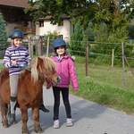 Deux enfants et un petit cheval à Sassel