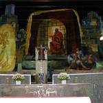 Le retable de l’église de Mézières, peinture sous verre (Emilio Beretta)